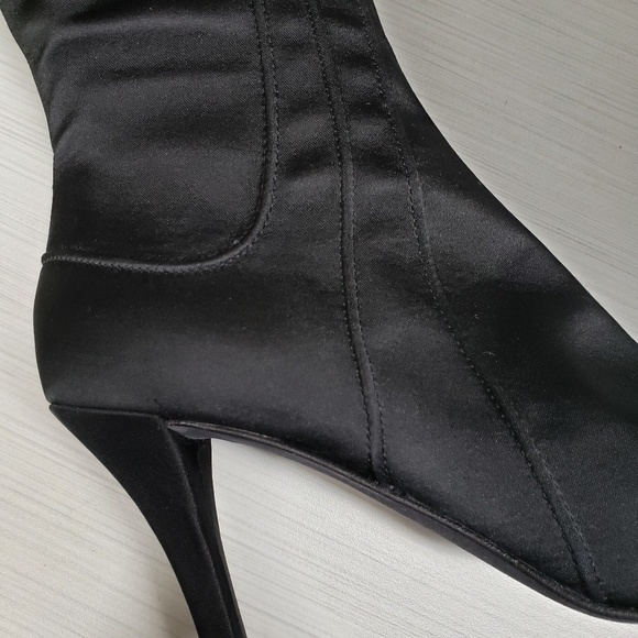 DKNY Black Satin Knee High Boot - Picture 4 of 7